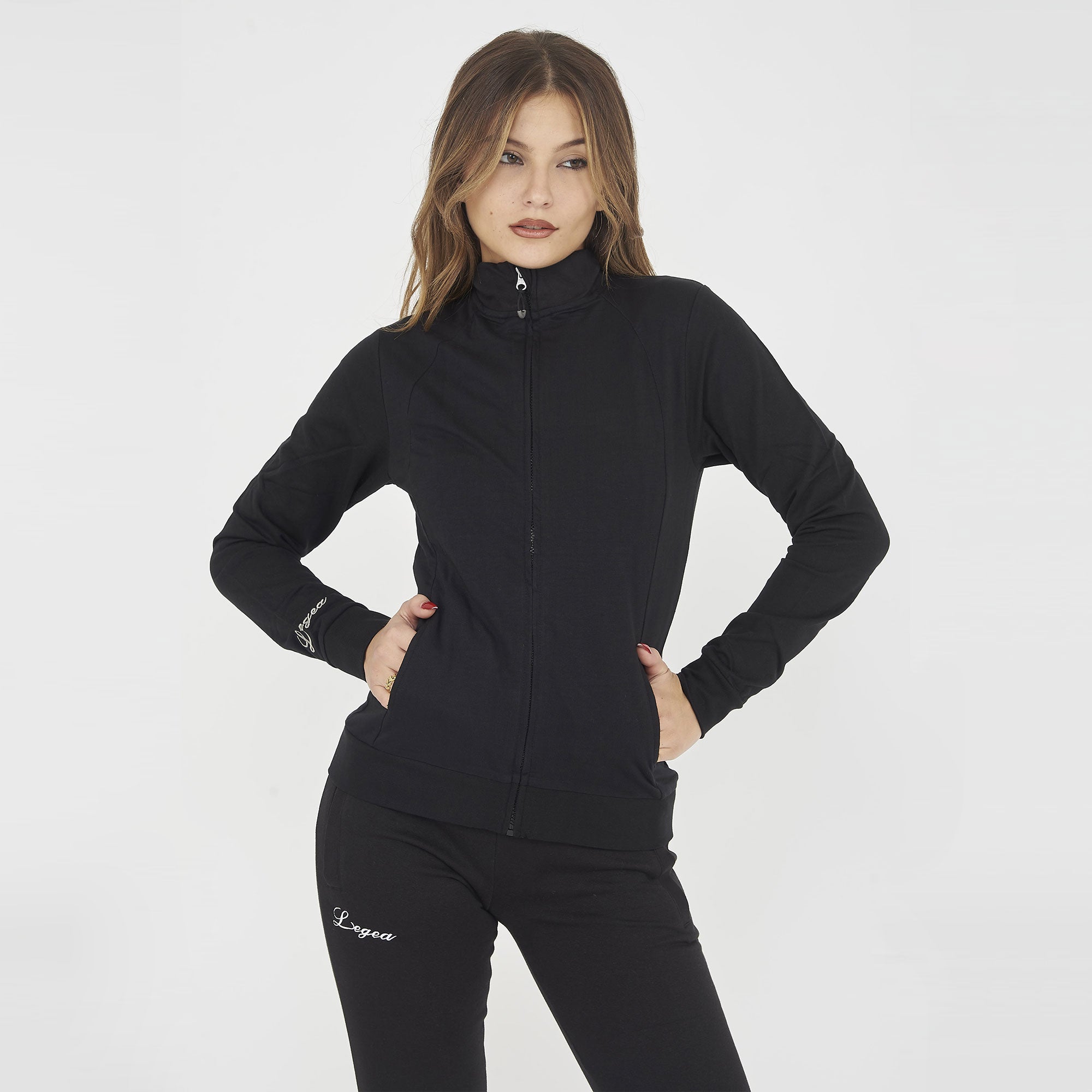 Felpa da running con cappuccio e zip