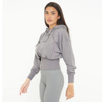 Jachetă crop din bumbac cu fermoar și glugă Trixy