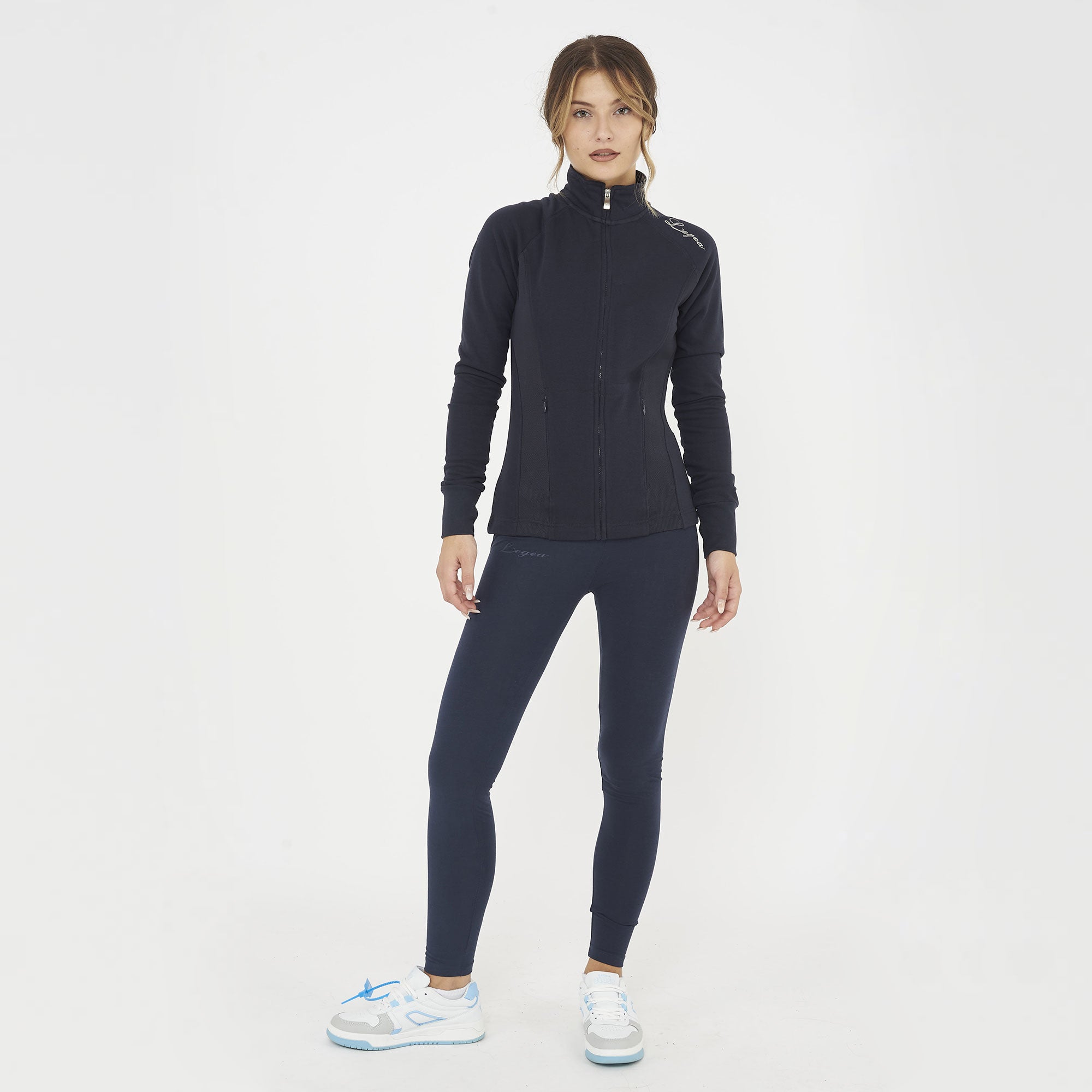 Dafne slim fit pamut pulóver zipzárral