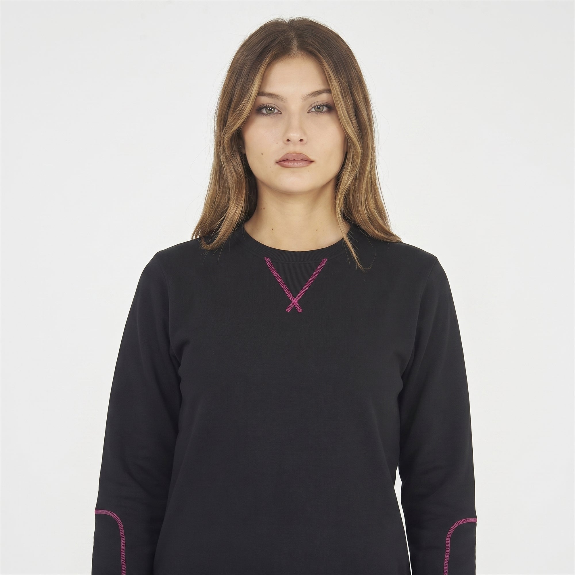 Felpa Nebi - Nero | Fucsia - S