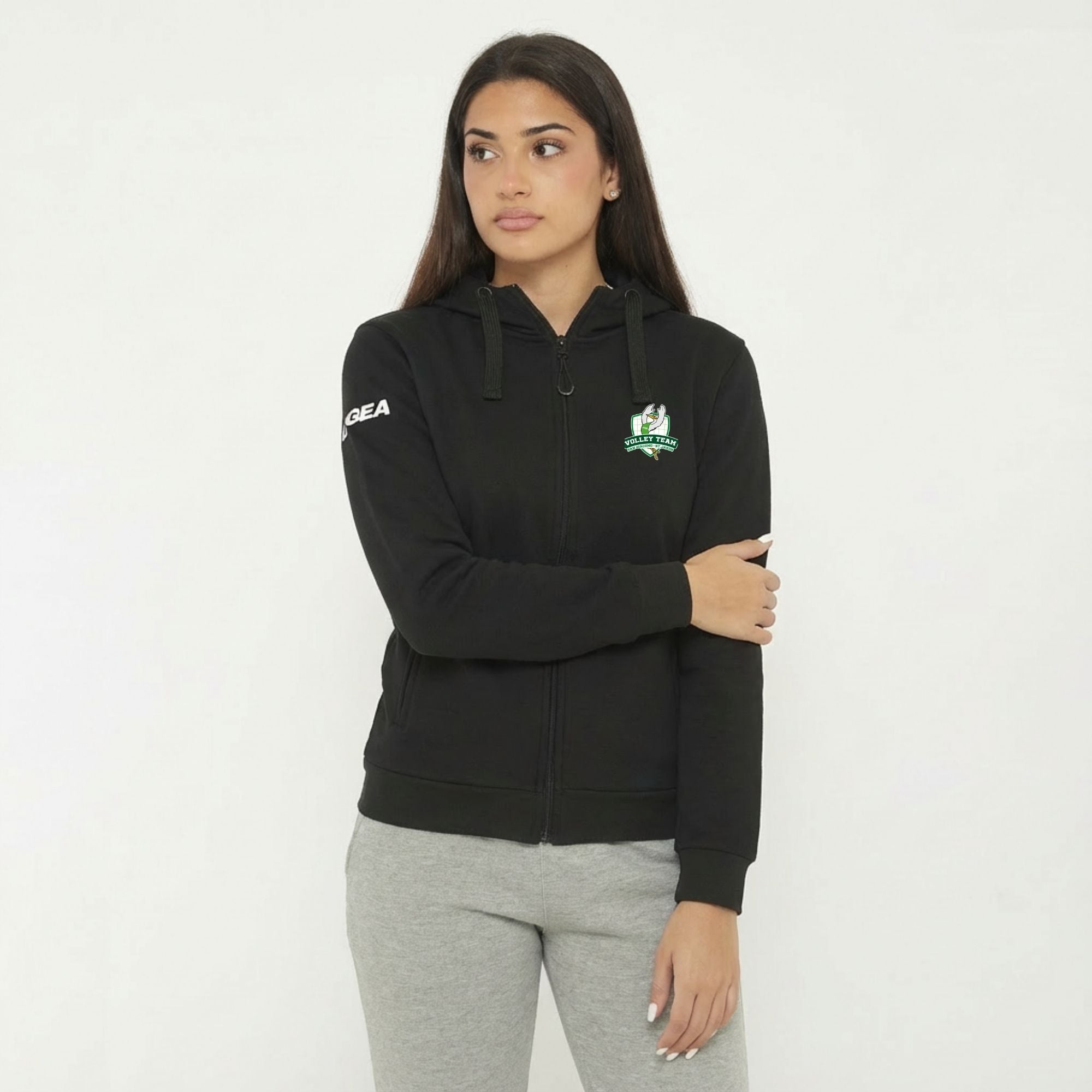Felpa con cappuccio e zip nera - Volley Team San Giacomo