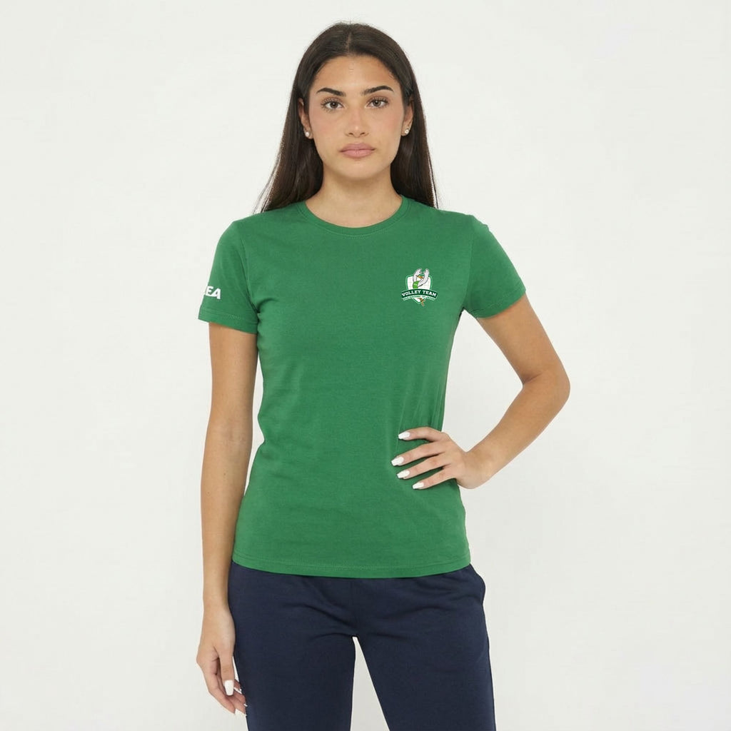 T-shirt girocollo in cotone verde - Volley Team San Giacomo